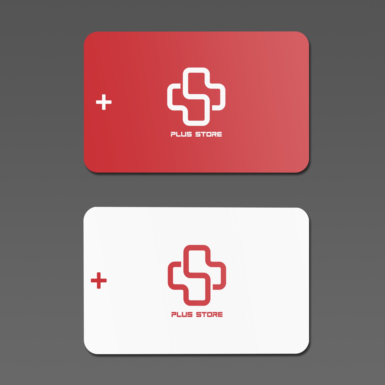 Plus Store, front and back
