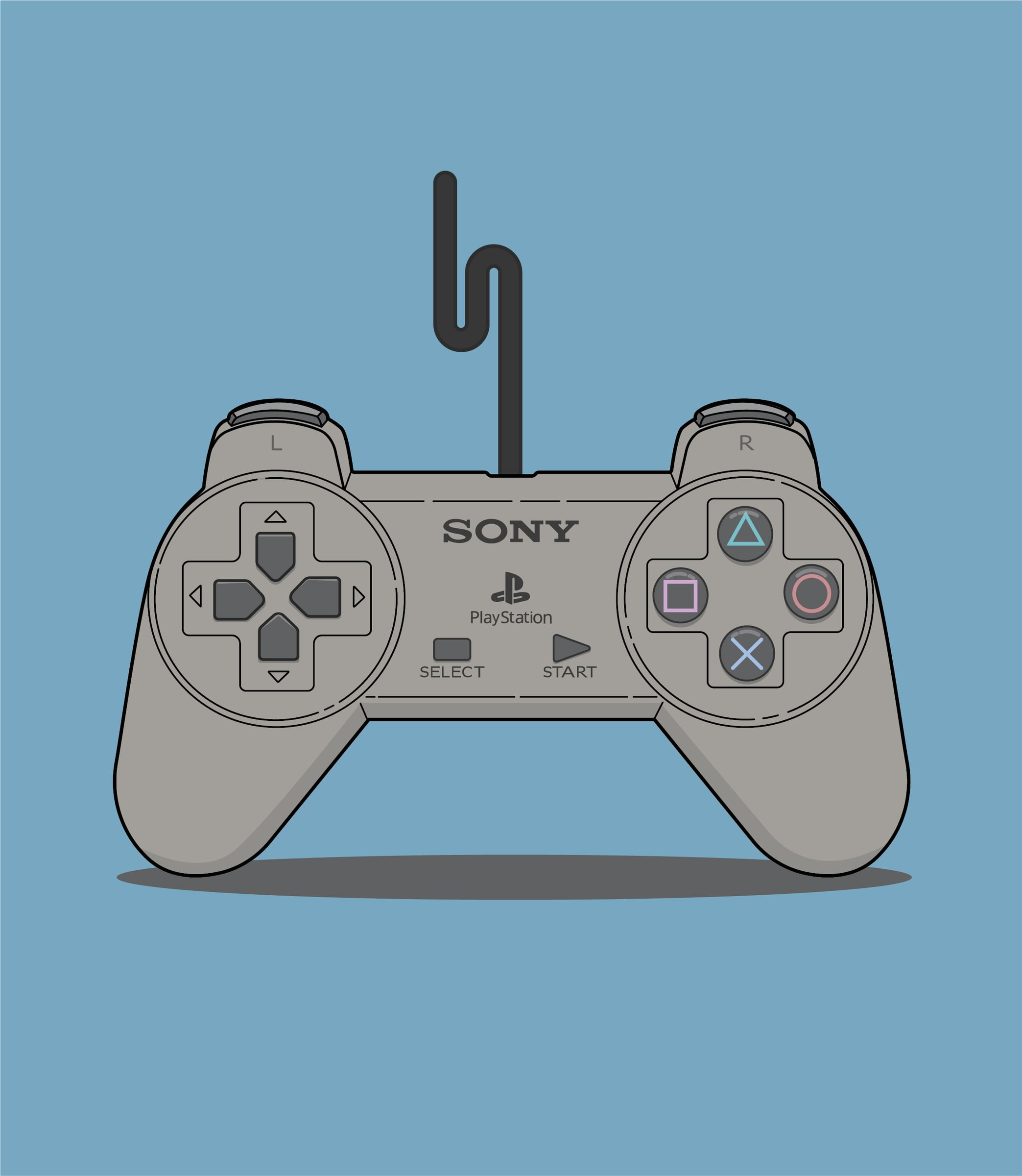 PlayStation pad on blue
