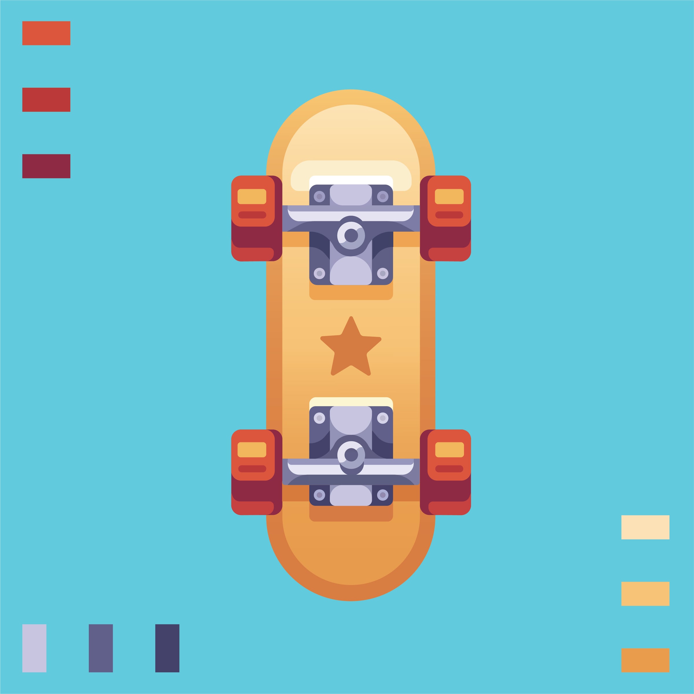Skateboard on cyan